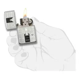 Zippo Silver Intricate Spade Design Brass Pocket Lighter image 2