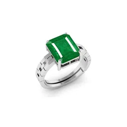 RRVGEM 10.25 Ratti Silver Plated Emerald Adjustable Finger Ring image 3