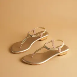 Eridani Women's Gisele Gold T-Strap Sandals-picture-26