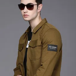 Voi Jeans Men Olive Green Solid Front-Open Sweatshirt-picture-39