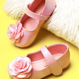 Mine Sole Floral Applique Detailed & Holographic With Velcro Closure Mary Jane Ballerinas - Blush Pink-picture-17