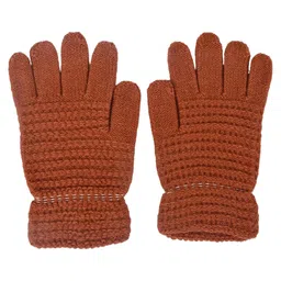 Kid-O-World Knit Self Designed Gloves - Brown-image-77
