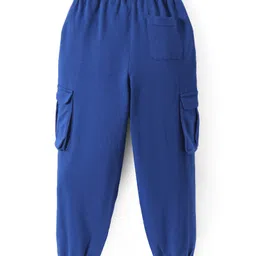 Pine Kids Cotton Knit Full Length Lounge Pant With Text Print & Cargo Pockets - Blue image 2