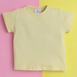 Knitting Doodles Pure Cotton Pack Of 2 Half Sleeves Solid Tees - Lemon Yellow & Dark Pink image 3