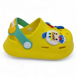 Lil Lollipop Cartoon & Typography Applique Anti Slip Perforated Sling back Clogs - Yellow image 3