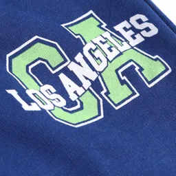 Pine Kids Cotton Knit Full Length Lounge Pant With Text Print & Cargo Pockets - Blue image 3