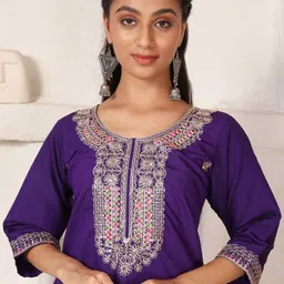 all about you Women Ethnic Motifs Embroidered Kurta with Trousers & Dupatta image 3