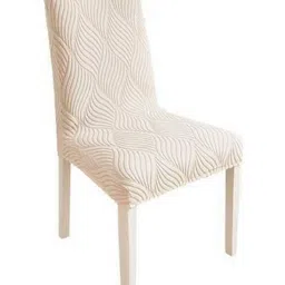 HOMETHREADS Cream Textured Jacquard Chair Cover image 2