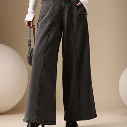 Chemistry Women Super Wide Leg High-Rise Stretchable Jeans With Fabric Belt-image-71
