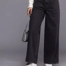 Allen Solly Woman Pure Cotton Wide Leg Light Fade Jeans-picture-31