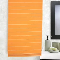 Rustic Linen Orange Striped Cotton Skin Friendly 500 GSM Bath Towel-picture-41