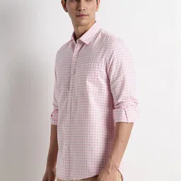 Blu MNKY Men Classic Slim Fit Gingham Checks Checked Casual Shirt image 5