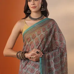 Libas Paisley Silk Blend Handloom Saree-image-56