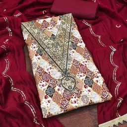 Maroosh Ethnic Motifs Embroidered Sequinned Unstitched Dress Material-image-7