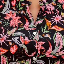 FLAVIA CREATION Plus Size Floral Printed Mandarin Collar A-Line Cotton Kurta image 5