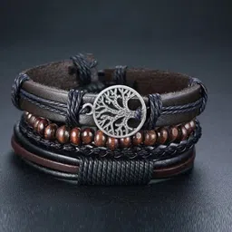 The Roadster Lifestyle Co. Set Of 4 Silver-Plated Leather Multistrand Bracelet-picture-15