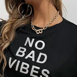 LULU & SKY Typography Printed Round Neck Short Sleeves Boxy Crop T-shirt image 3