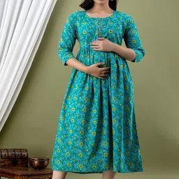 Style Heaven Women Floral Printed Gotta Patti Pure Cotton Maternity Anarkali Kurti image 2
