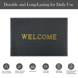 Kuber Industries Pack of 4 Grey Anti-Slip Doormats image 2