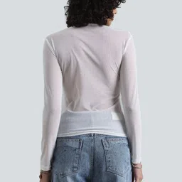 SHOWOFF Women White Nylon Fitted Tops image 2