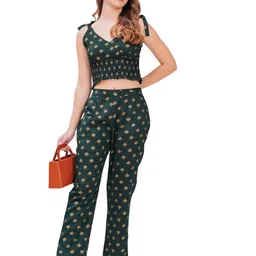 jc4u Women Maroon Viscose Rayon Co-ord Set With Top & Pant image 1