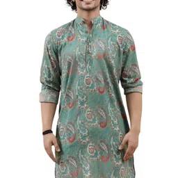 leriya fashion Men's Kurta | Rayon Printed Kurta for Men | Chinese Collar Long Sleeves | Straight Knee Length Kurtas | for Festival | Function | Occasion Wear Fancy Kurta for Boys image 1