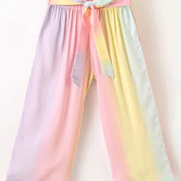 CrayonFlakes Tie Dye Striped Belted Palazzo - Pink-picture-30