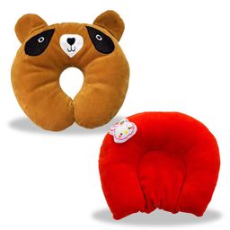Chinmay Kids Mustard Seeds, Polyester Fibre Animals Baby Pillow Pack of 2 Brown, Red-picture-8