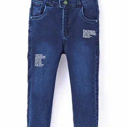 Olio Kids Woven Full Length Denim Jeans With Text Print - Navy Blue-picture-26
