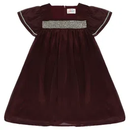 Young Birds Woven Cap Sleeves Beads Embellished Flared Dress - Purple-picture-12