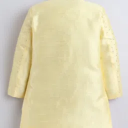 Ahhaaaa Silk Blend Full Sleeves Leaves Embroidered Sherwani & Pant Set - Yellow image 4