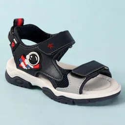 Cute Walk by Babyhug Sandals With Velcro Closure & Astronaut Design - Navy Blue image 3