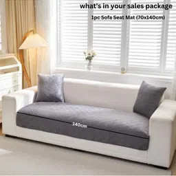 HOMETHREADS Grey & Grey Printed Sofa Cover image 4