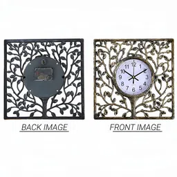 Art Street Bronze-Toned & White Textured Square Shaped Wall Clock image 5