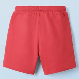 Honeyhap Marvel Single Jersey Knit Half Drop Shoulder Sleeves T-Shirt & Shorts Set With Spider-Man Graphics - Red & White image 5