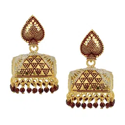 ANIKAS CREATION Maroon Contemporary Jhumkas Earrings image 2