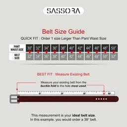 Sassora Men Checked Leather Formal Belt image 2