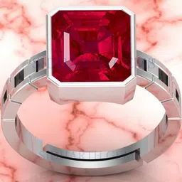 Sidharth Gems Silver Plated 10.25 Ratti 9.00 KT Ruby Stone Studded Finger Ring image 1