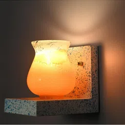 1ST TIME Orange & Orange Textured Wood Contemporary Frustum Shaped Wall Lamp image 3