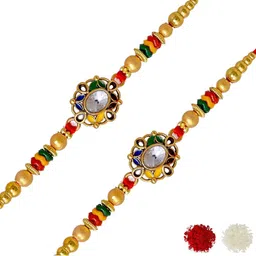 MEIRA JEWELLERY Set Of 2 Designer Rakhi With Roli Chawal & Greeting Card-picture-12