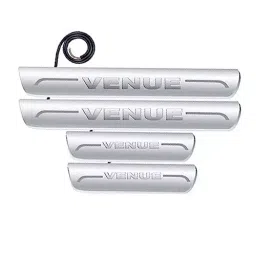 Auto Pearl Car Door Foot Step Led Sill/Scuff Plates Mirror Finish Silver Compatible For Hyundai Venue, LEDSillPLATE_Sil_Venue (Set of 4)-picture-46