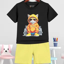 HELLCAT Boys Animal Graphic Printed Short Sleeves T-Shirt With Shorts-picture-11