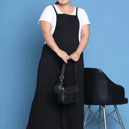 theRebelinme Women Plus Size Cotton Shoulder Straps Basic Jumpsuit image 3