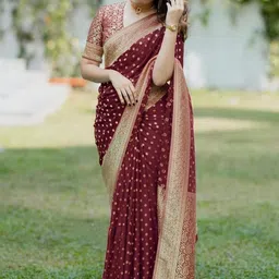 SANISA Ethnic Motifs Zari Silk Blend Handloom Saree-picture-35