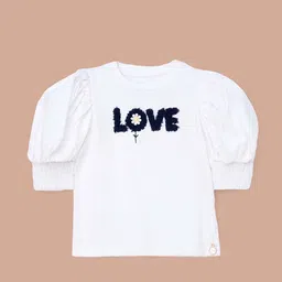 Angel & Rocket Print Puff Sleeve Top image 4