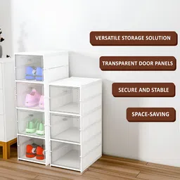 Aura White & Transparent 2 Pieces 6 Layers Shoes Organisers image 3