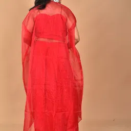 Morchari Hand Embroidered Shoulder Strap Neck Crop Top & Jacket With Skirt Co-Ords image 2