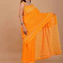 Pinkcity Trade World Orange Pure Cotton Ikat Sarees-picture-38