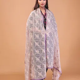 THE SHAWL STUDIO Geometric Embroidered Phulkari Dupatta-picture-24