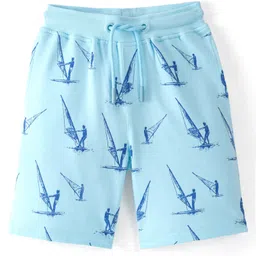 Pine Kids 100% Cotton Knit Above Knee Length Shorts Windsurfing Print - Blue-picture-27